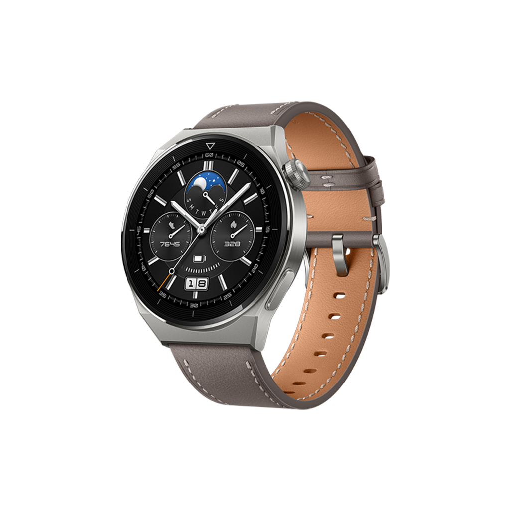Huawei Watch GT 3 Pro 46mm Titanium with Gray Leather Strap