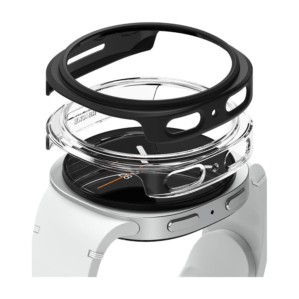 Kaitseümbris Slim, Samsung Galaxy Watch8 40mm, komplektis 2tk, läbipaistev ja must, Ringke