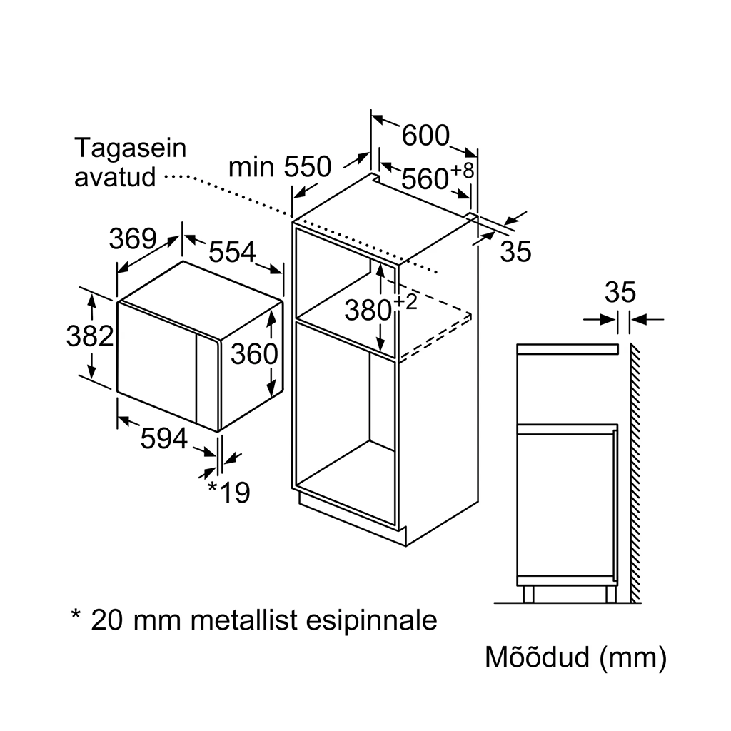 Integreeritav mikrolaineahi Bosch BFL554MB0 25L, 900W - Image 6