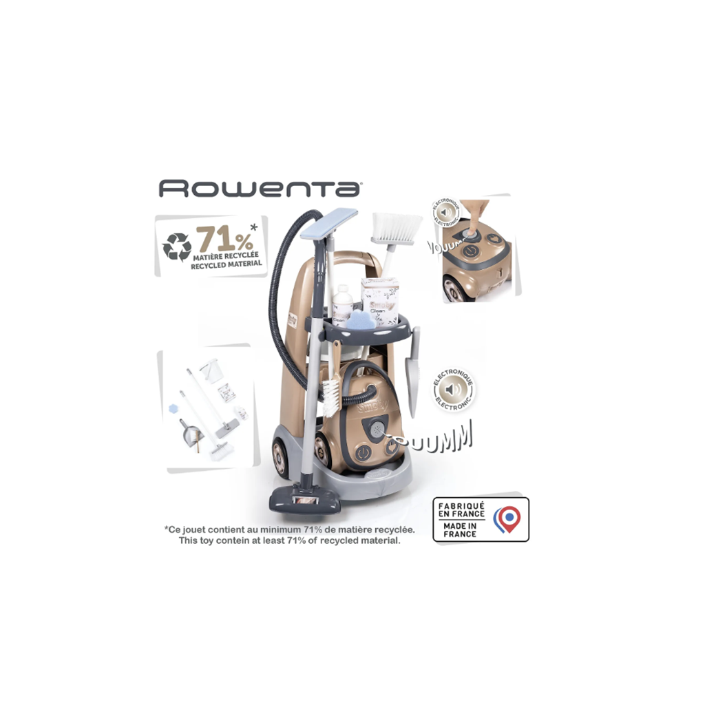 Smoby Rowenta Cleaning Cart and Vacuum Cleaner - Image 2