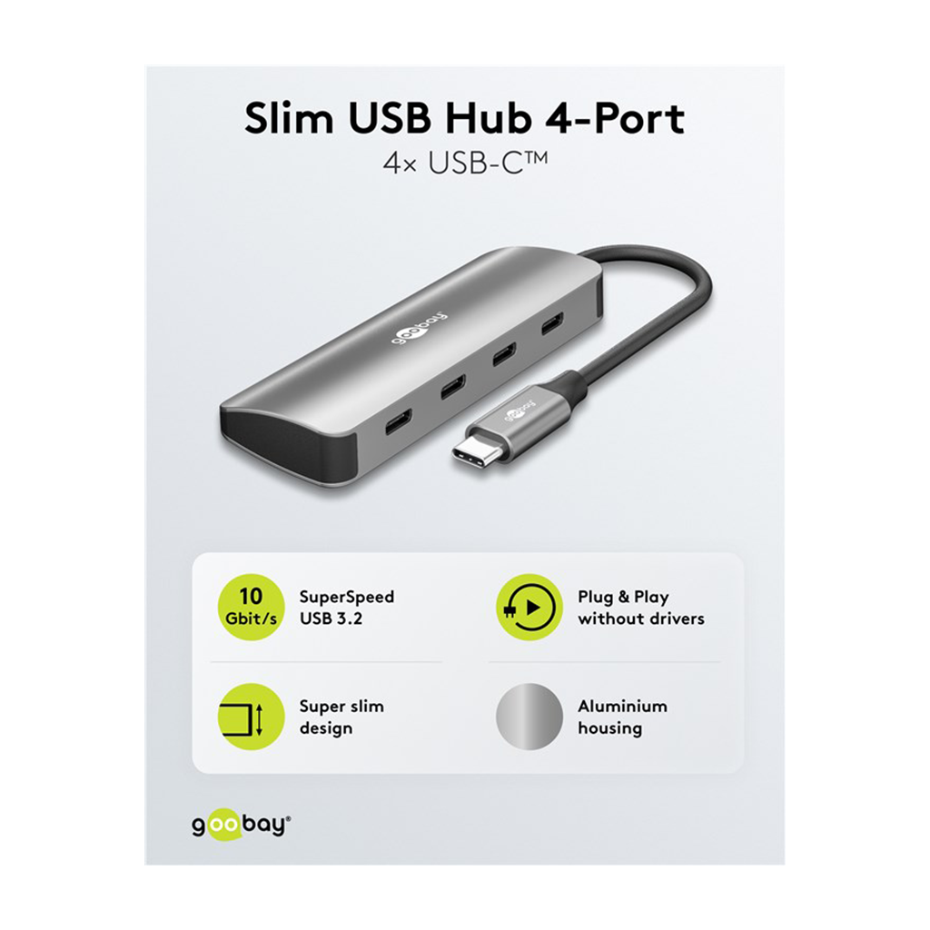 Goobay Type C HUB 4 ports 10 Gbit/s Grey - Image 4