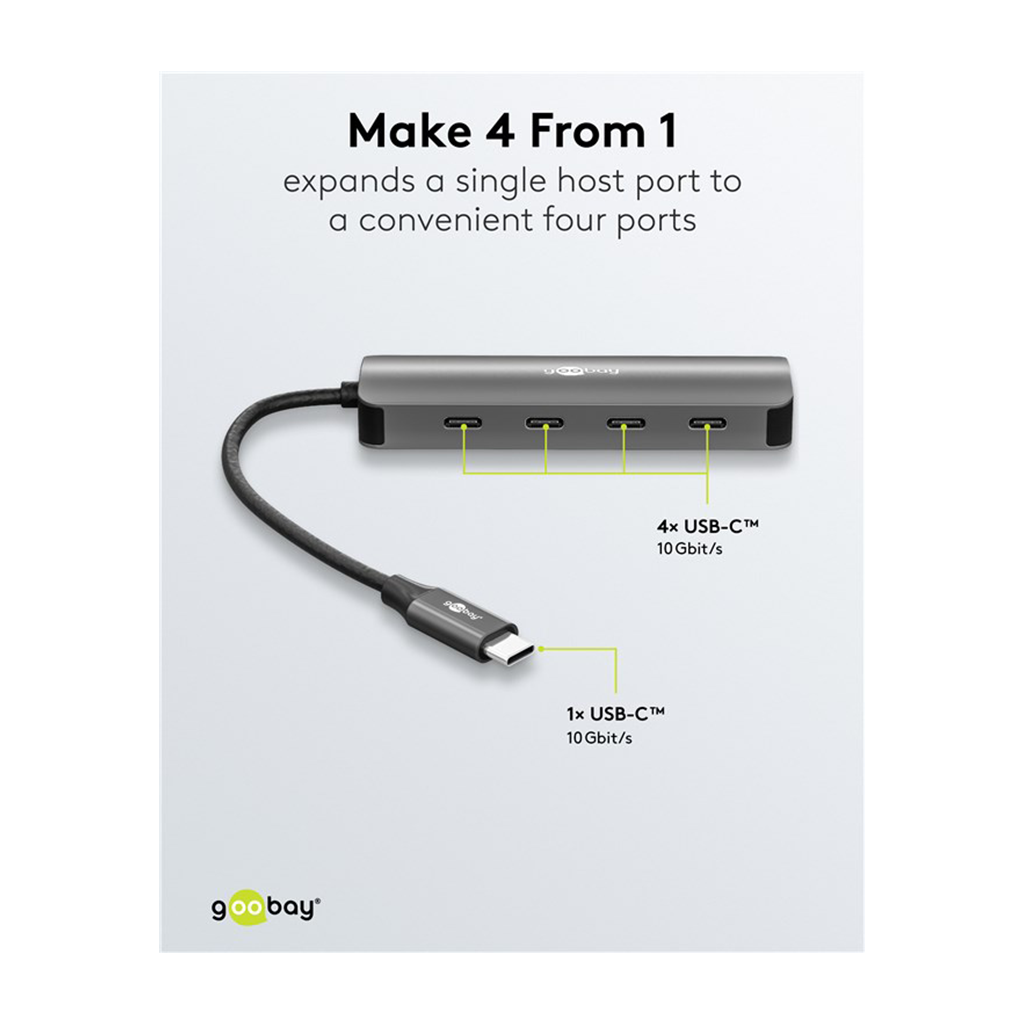 Goobay Type C HUB 4 ports 10 Gbit/s Grey - Image 5