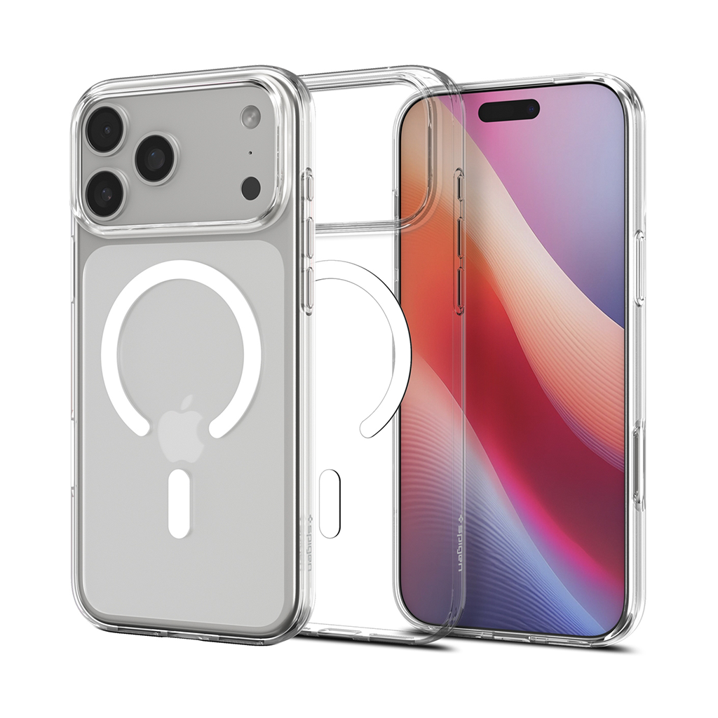 Kaitseümbris Liquid Crystal (MagFit), Apple iPhone 17 Pro Max, läbipaistev valge MagSafe ringiga, Spigen