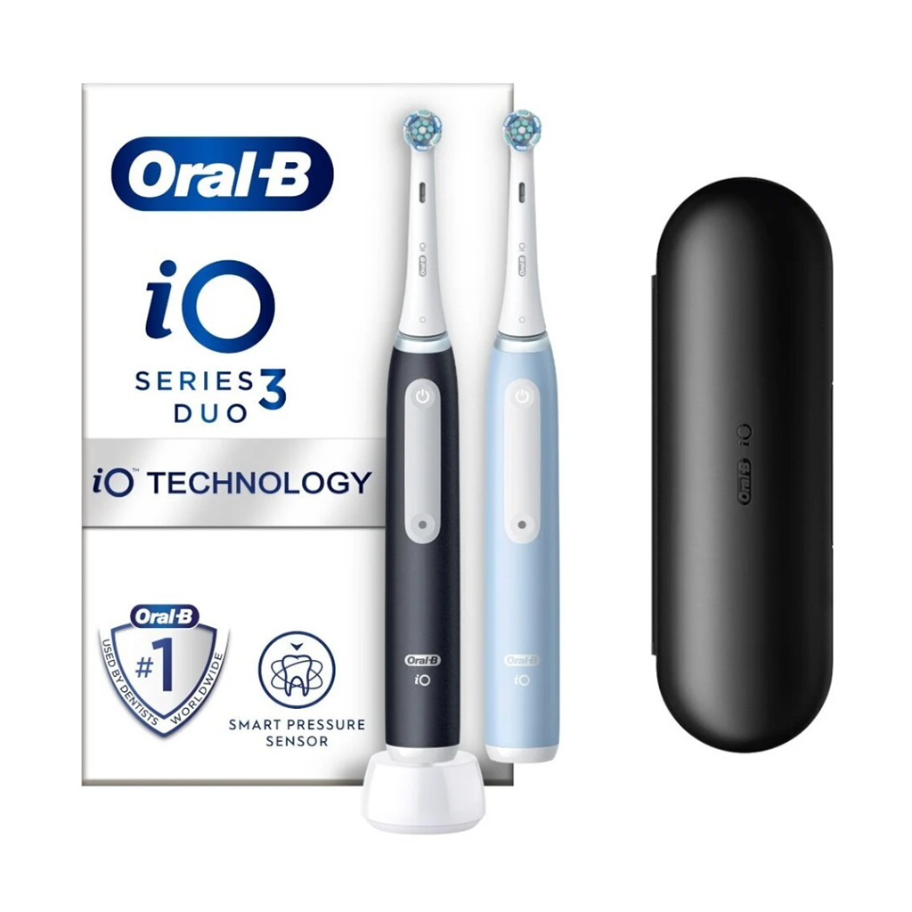 Braun ORAL-B elektriliste hambaharjade komplekt IO3 Matte Black and Ice Blue - Image 2