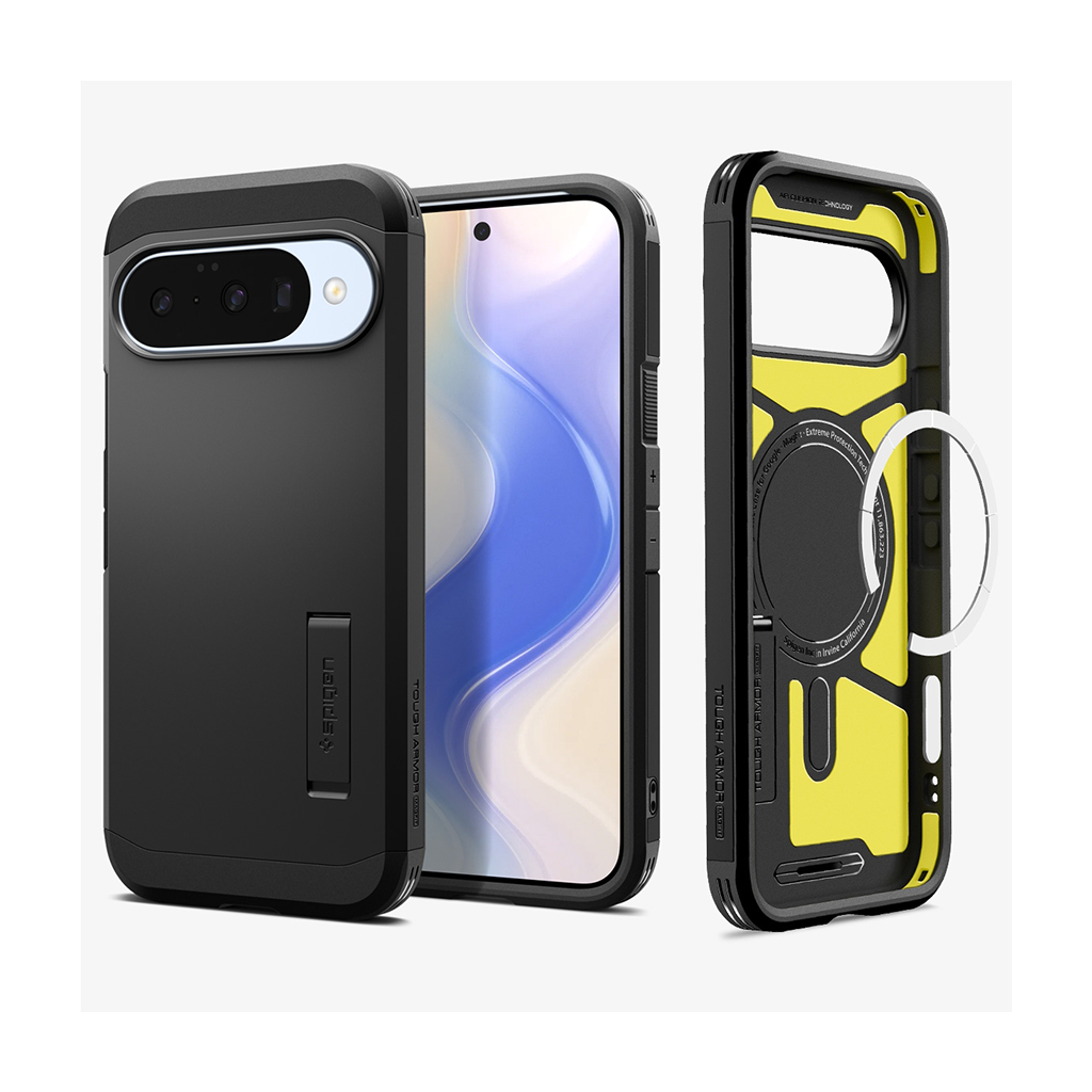 Kaitseümbris Tough Armor AI (MagFit), Google Pixel 10 Pro / Pixel 10, must, tugijalaga, Qi2/MagSafe ühilduv, Spigen