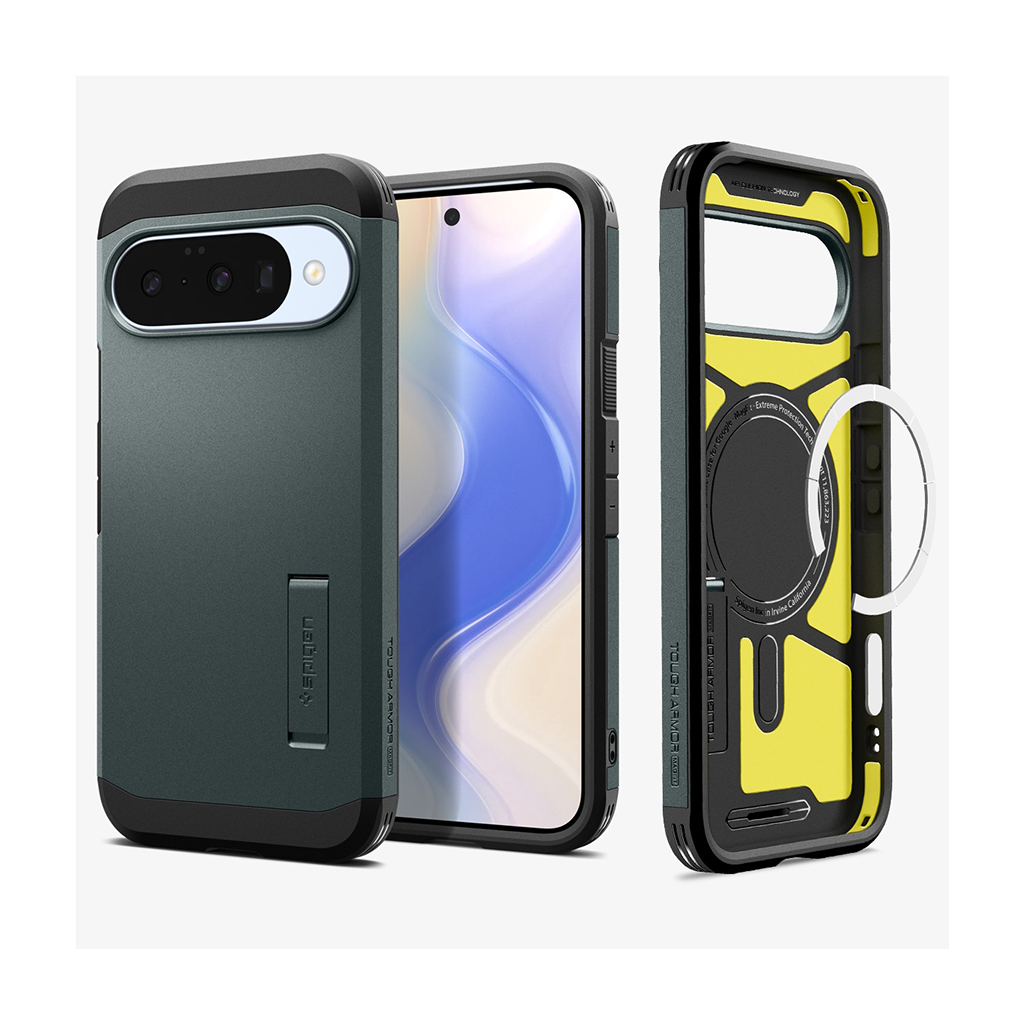 Kaitseümbris Tough Armor AI (MagFit), Google Pixel 10 Pro / Pixel 10, tumeroheline, tugijalaga, Qi2/MagSafe ühilduv, Spigen