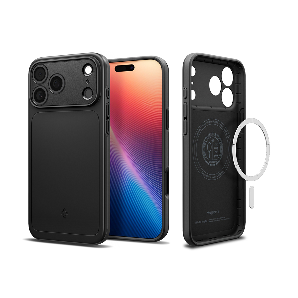 Kaitseümbris Thin Fit (MagFit), Apple iPhone 17 Pro, must, õhuke, MagSafe ühilduv, Spigen