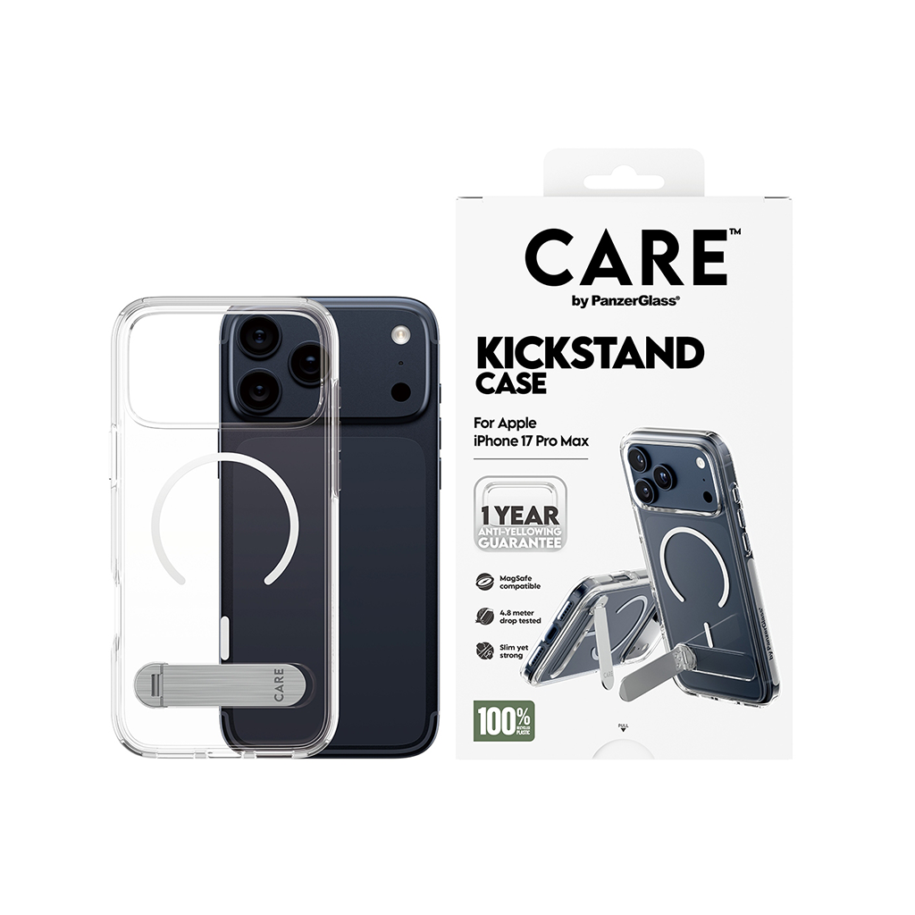 Kaitseümbris tugijalaga KickStand, Apple iPhone 17 Pro Max, läbipaistev, MagSafe ühilduv, CARE by PanzerGlass - Image 2