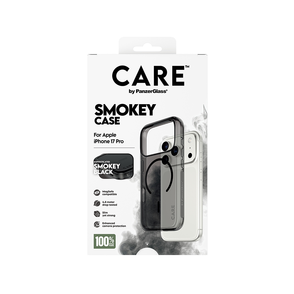 Kaitseümbris Smokey, Apple iPhone 17 Pro, tume läbipaistev musta MagSafe ringiga, CARE by PanzerGlass - Image 3
