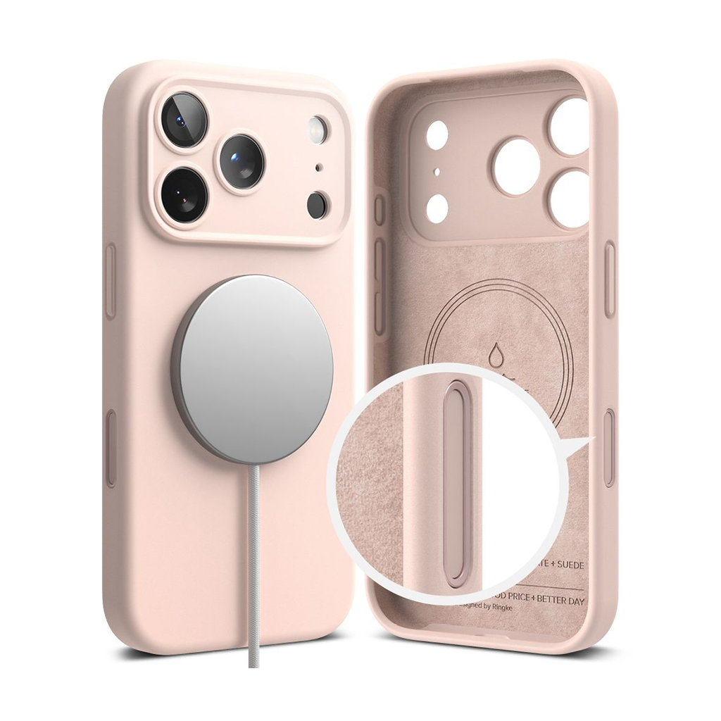 Kaitseümbris Silicone Magnetic, Apple iPhone 17 Pro, heleroosa, MagSafe ühilduv, Ringke - Image 5