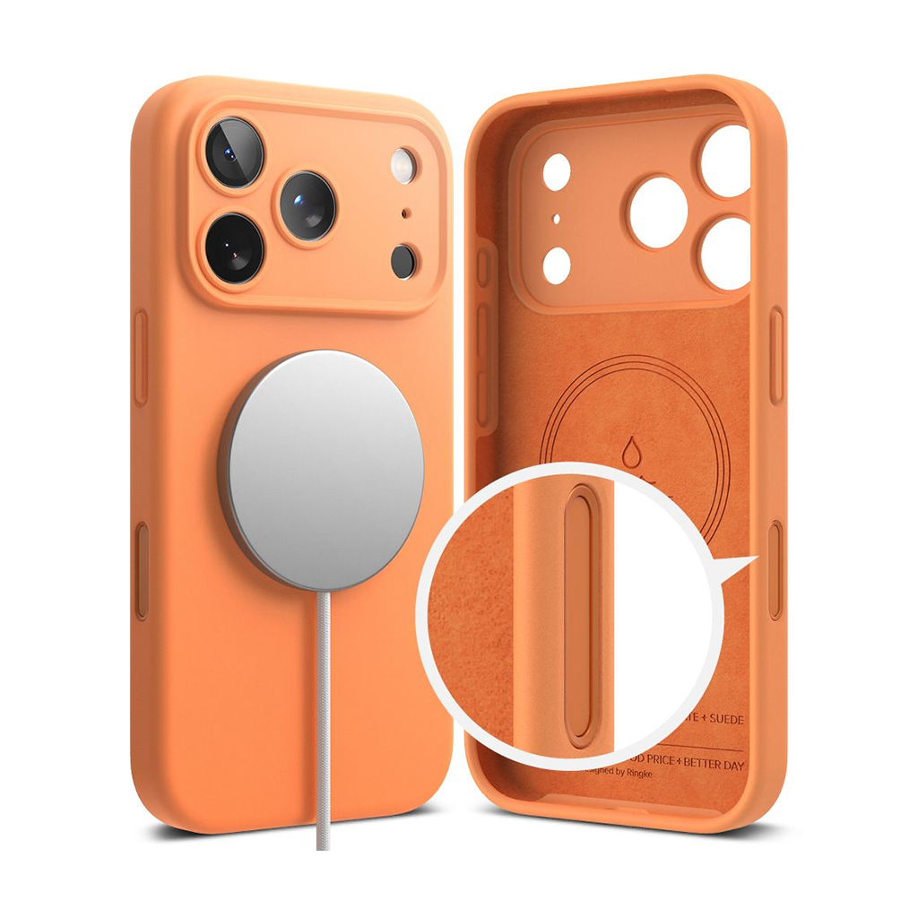 Kaitseümbris Silicone Magnetic, Apple iPhone 17 Pro, oranž, MagSafe ühilduv, Ringke - Image 2