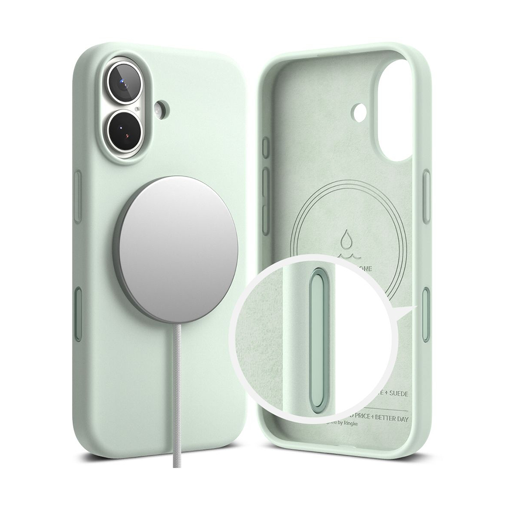 Kaitseümbris Silicone Magnetic, Apple iPhone 17, mündiroheline, MagSafe ühilduv, Ringke - Image 2