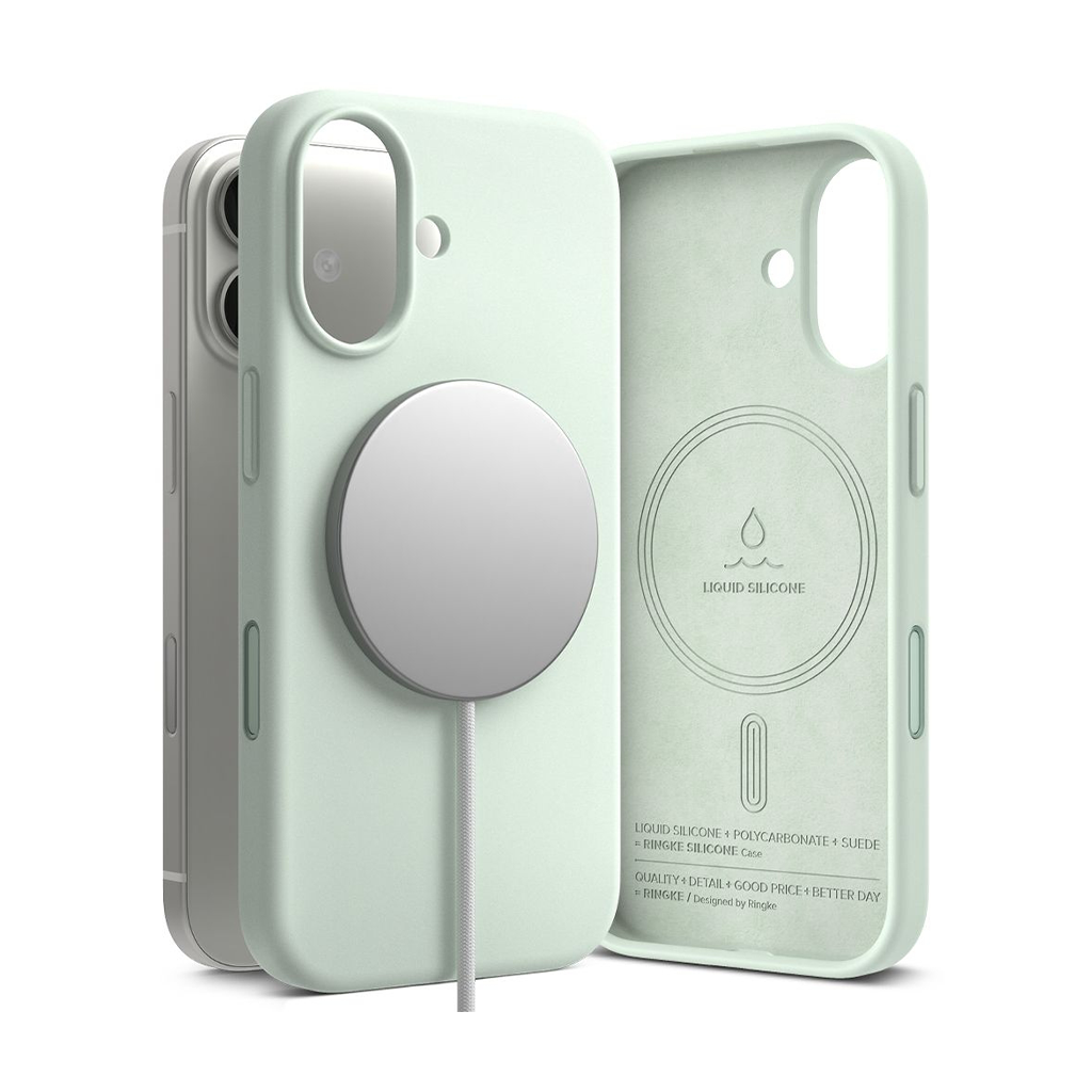 Kaitseümbris Silicone Magnetic, Apple iPhone 17, mündiroheline, MagSafe ühilduv, Ringke - Image 5