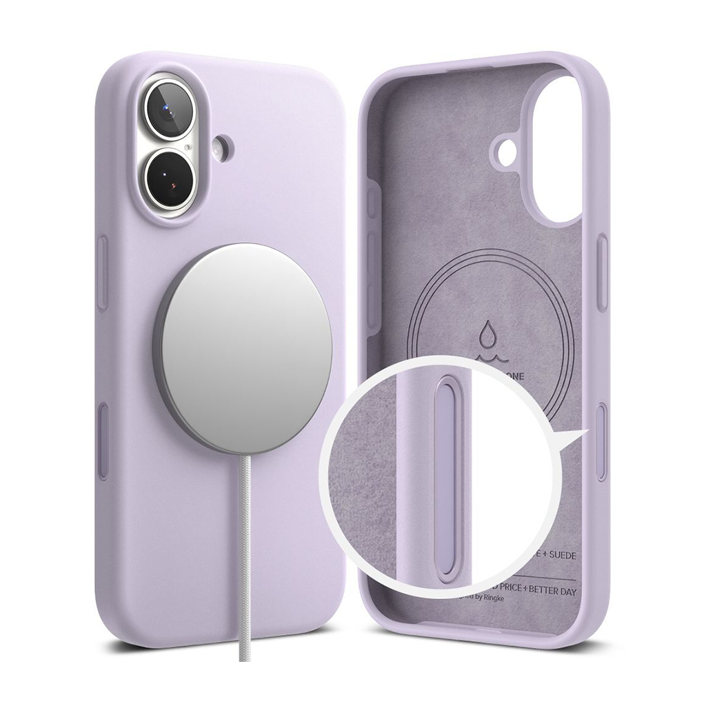 Kaitseümbris Silicone Magnetic, Apple iPhone 17, helelilla, MagSafe ühilduv, Ringke - Image 2