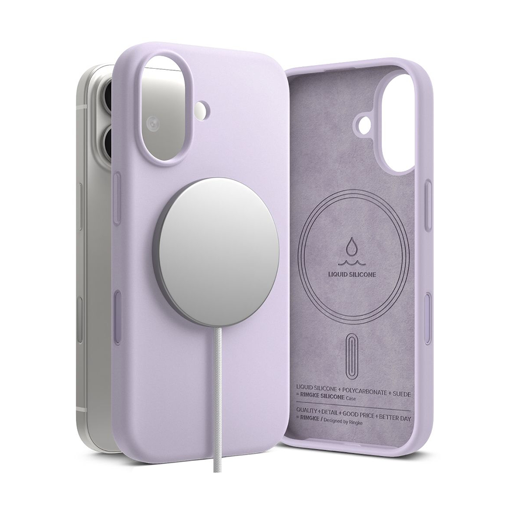 Kaitseümbris Silicone Magnetic, Apple iPhone 17, helelilla, MagSafe ühilduv, Ringke - Image 3