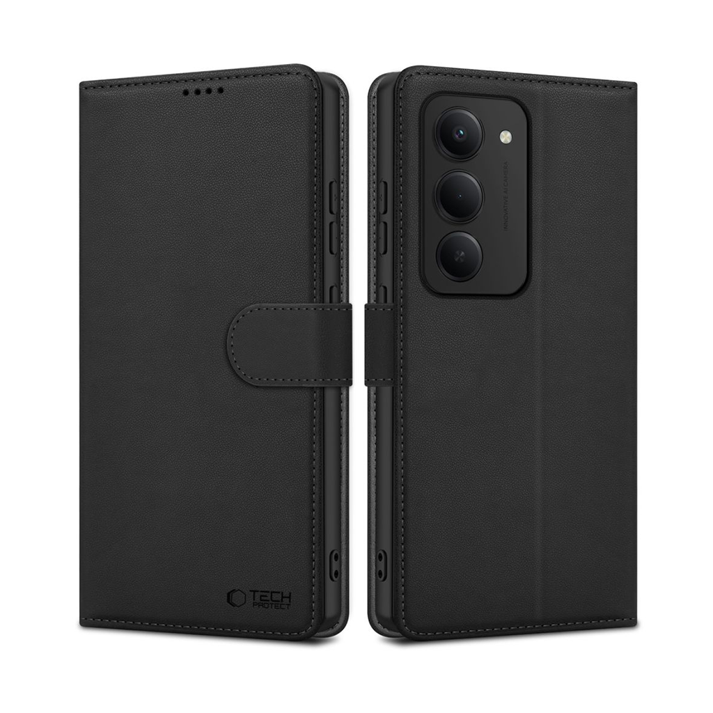 Kaitseümbris kaanega Wallet, Xiaomi Redmi 15 5G / Redmi 15 4G, must, Tech-Protect