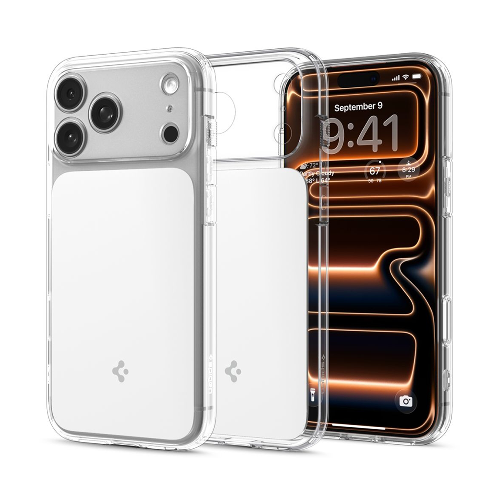 Kaitseümbris Ultra Hybrid T (MagFit), Apple iPhone 17 Pro Max, valge / läbipaistev, MagSafe ühilduv, kaamera nupuga, Spigen