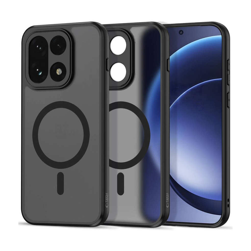 Kaitseümbris Magmat MagSafe, OnePlus 15, matt läbipaistev musta äärega, Qi2/MagSafe ühilduv, Tech-Protect