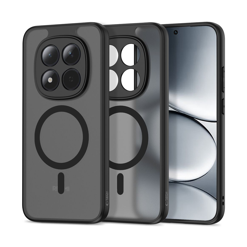 Kaitseümbris Magmat MagSafe, Xiaomi Redmi Note 15 Pro 5G, matt läbipaistev musta äärega, Qi2/MagSafe ühilduv, Tech-Protect