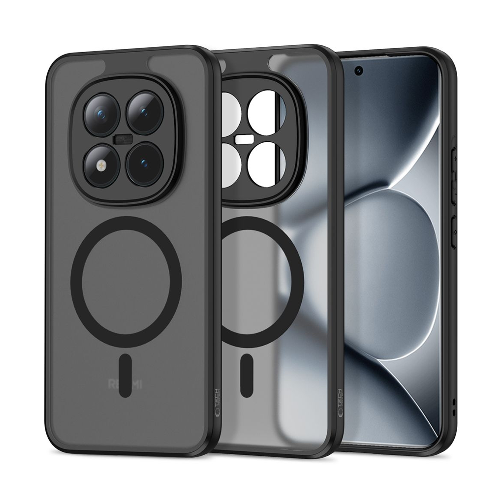 Kaitseümbris Magmat MagSafe, Xiaomi Redmi Note 15 Pro+ 5G / Poco M8 Pro, matt läbipaistev musta äärega, Qi2/MagSafe ühilduv, Tech-Protect