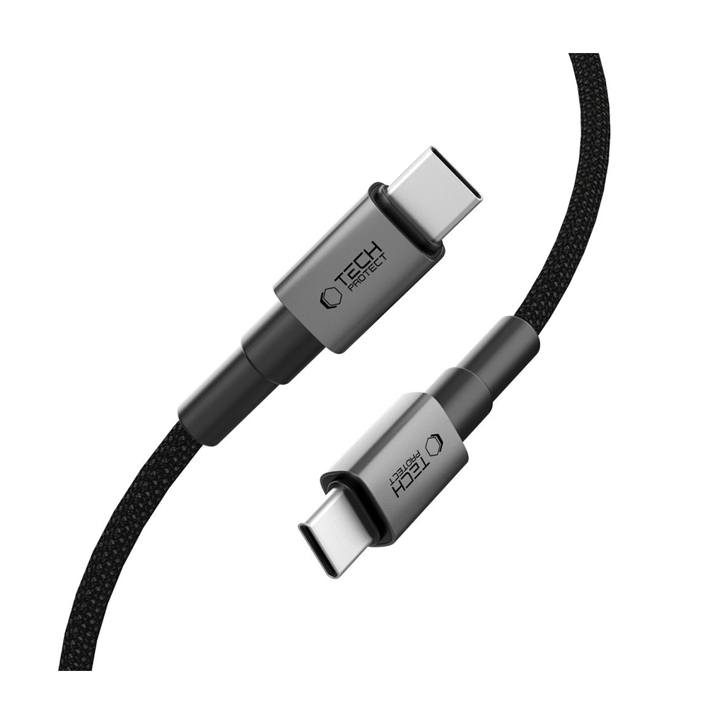 USB-kaabel USB-C otsik USB-C otsik, 1m, 100W / 5A, tumehall, Tech-Protect - Image 2