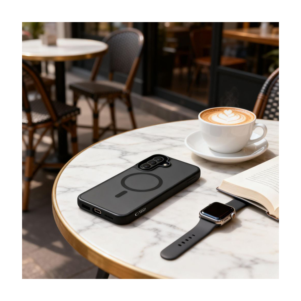 Kaitseümbris Magmat MagSafe, Samsung Galaxy A57 5G, matt läbipaistev musta äärega, Qi2/MagSafe ühilduv, Tech-Protect - Image 4