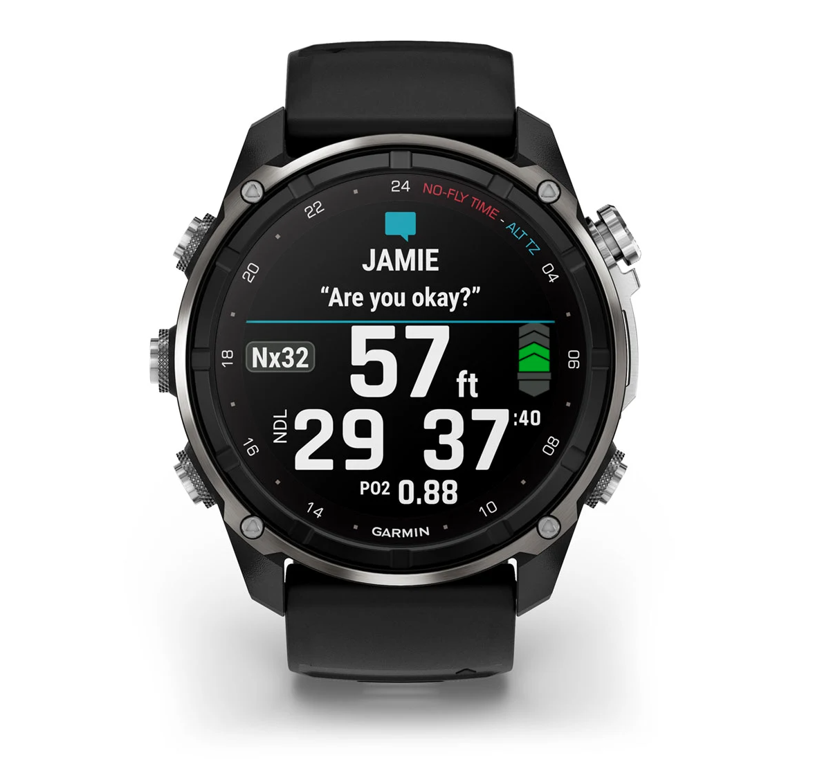 Garmin Descent Mk3i 51 mm Silver and Black PVD Titanium With Black Pebble Grey Silicone Band - Image 3