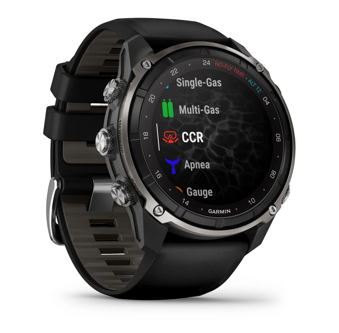 Garmin Descent Mk3i 51 mm Silver and Black PVD Titanium With Black Pebble Grey Silicone Band - Image 2