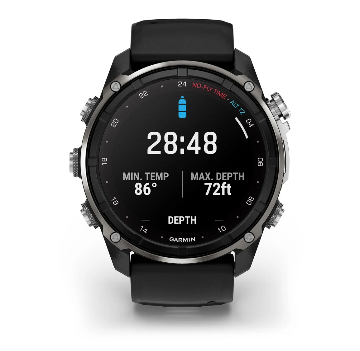 Garmin Descent Mk3i 51 mm Silver and Black PVD Titanium With Black Pebble Grey Silicone Band - Image 4