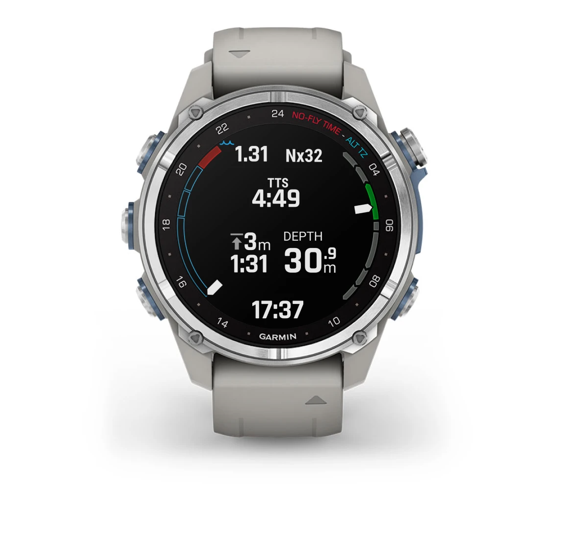 Garmin Descent Mk3 43mm Stainless Steel With Fog Grey Silicone Band - Image 3