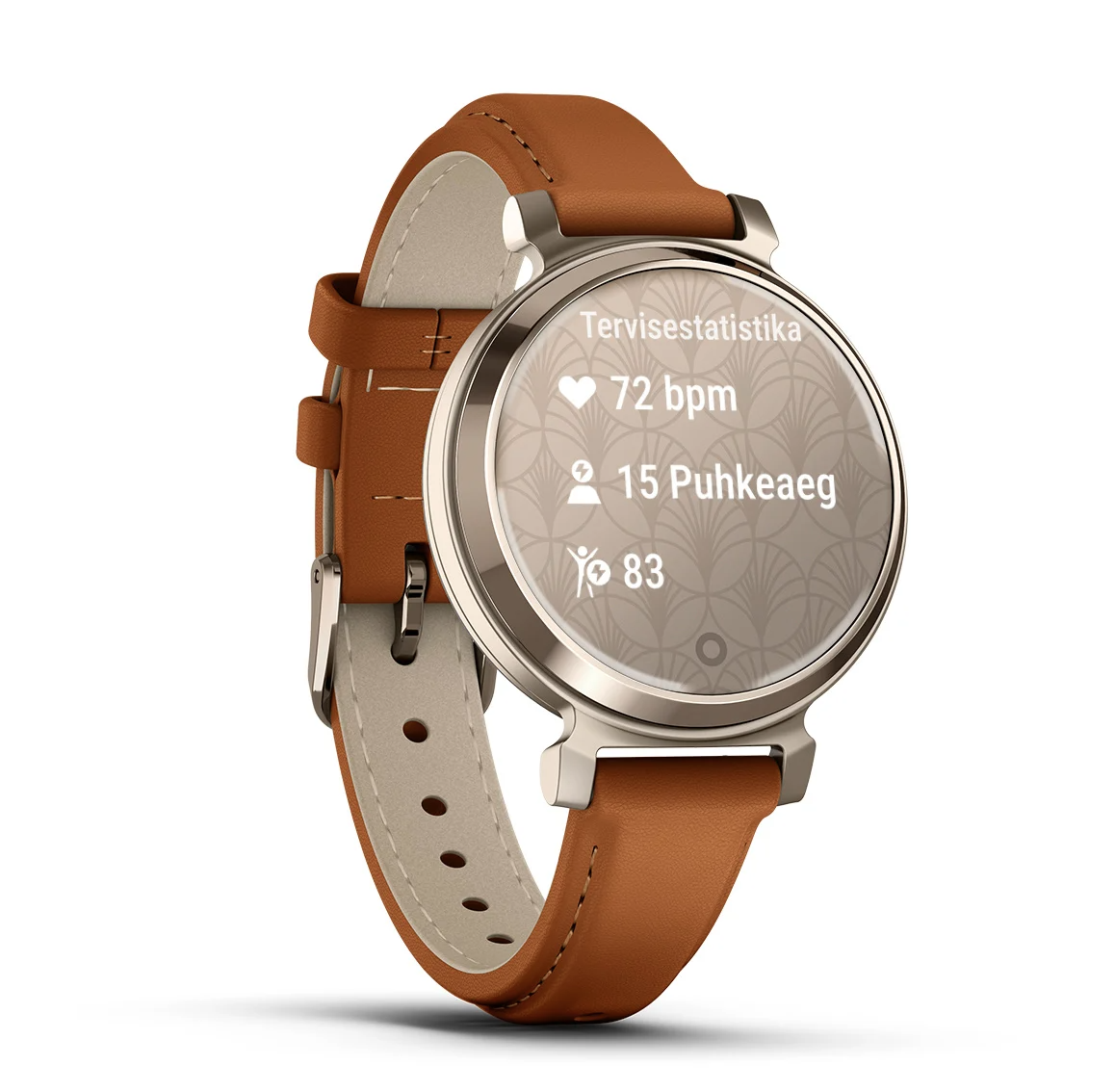 Garmin Lily 2 Classic Cream Gold with Tan Leather Band - Image 3