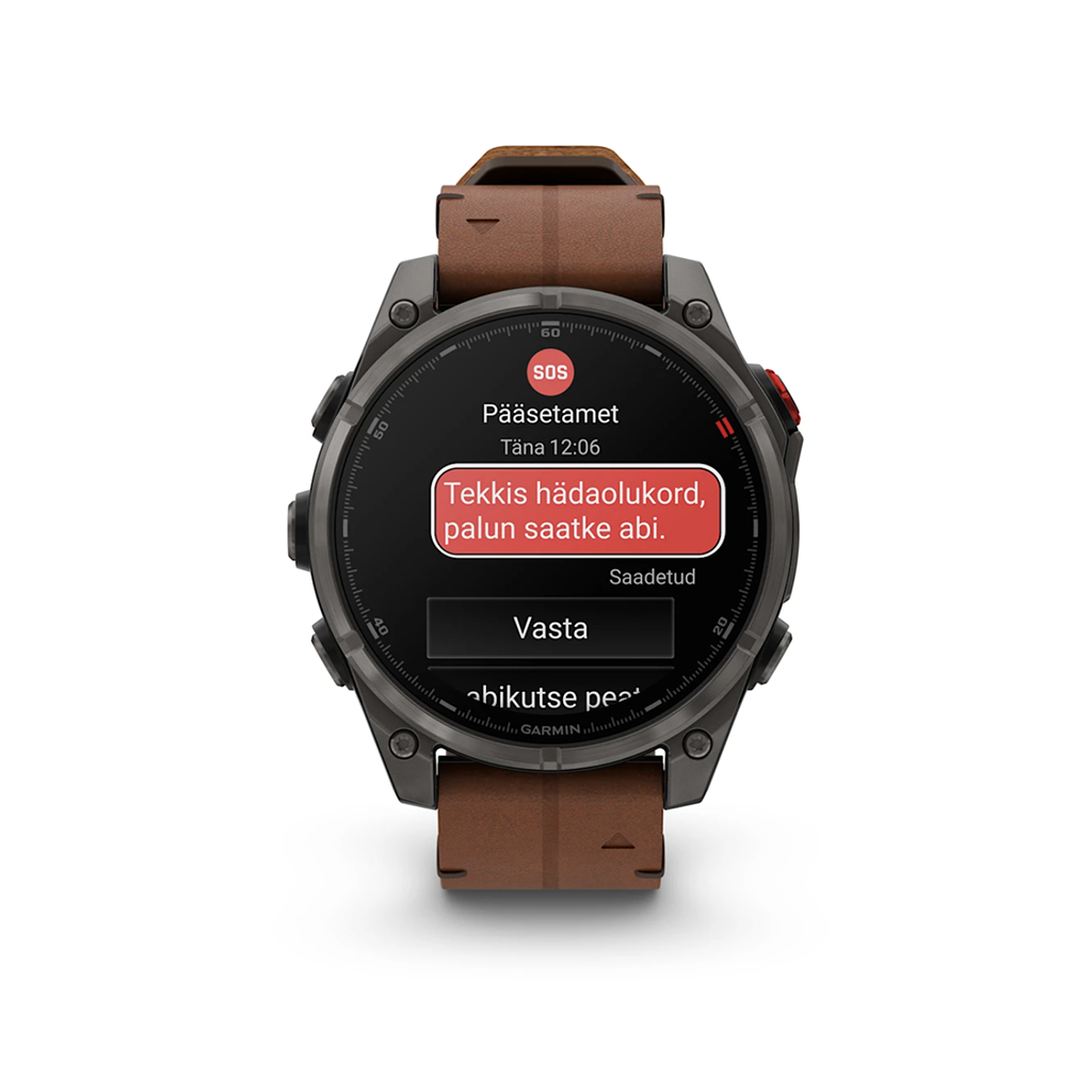 Garmin fenix 8 Pro 51mm Amoled Sapphire Carbon Grey DLC Titanium with Chestnut Leather Band - Image 2