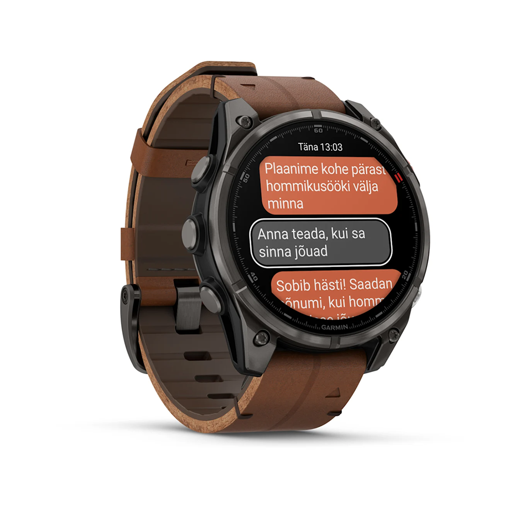 Garmin fenix 8 Pro 51mm Amoled Sapphire Carbon Grey DLC Titanium with Chestnut Leather Band - Image 3