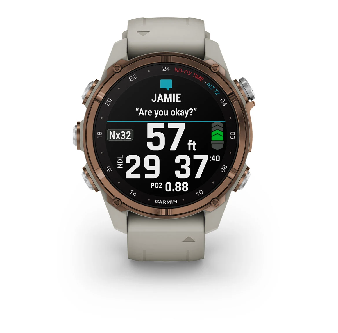 Garmin Descent Mk3i 43mm Bronze PVD Titanium with French Grey Silicone Band - Image 4