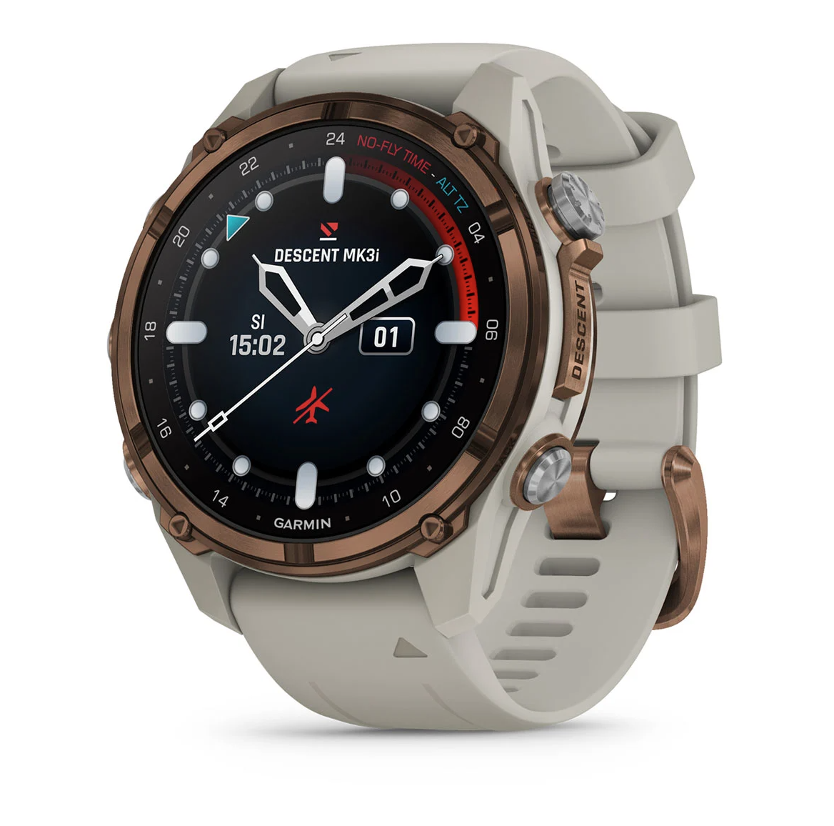 Garmin Descent Mk3i 43mm Bronze PVD Titanium with French Grey Silicone Band