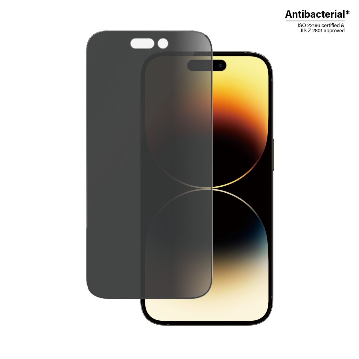 Kaitseklaas privaatsusfiltriga Apple iPhone 14 Pro musta äärega Ultra-Wide Fit EasyAligner paigaldusraamiga PanzerGlass