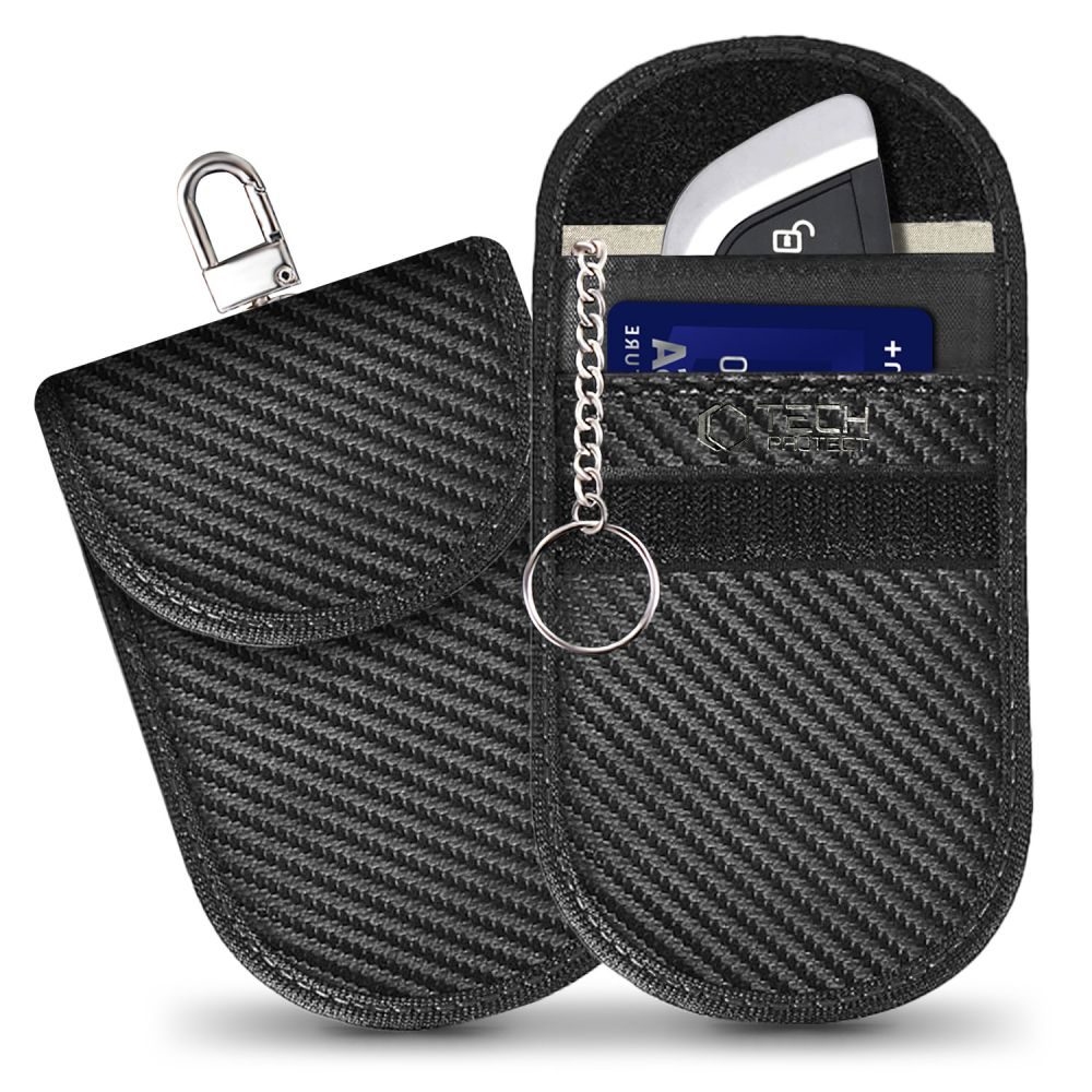 Kott RFID signaali blokeerimiseks autovõtmele carbon-mustriga Tech-Protect