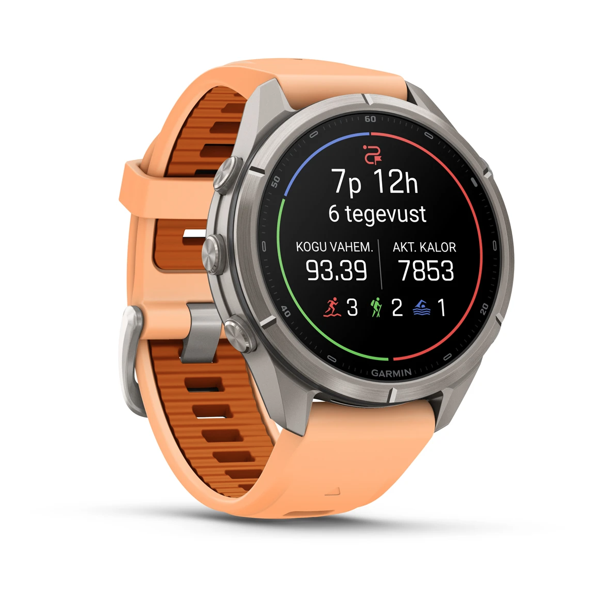 Garmin fenix 9 Pro inReach 43mm Titanium with Shell Pink Autumn Orange Silicone Band - Pilt 2