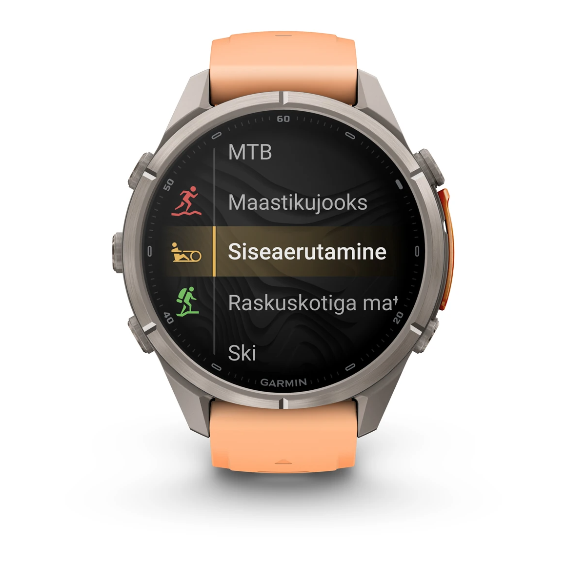 Garmin fenix 9 Pro inReach 43mm Titanium with Shell Pink Autumn Orange Silicone Band - Pilt 6