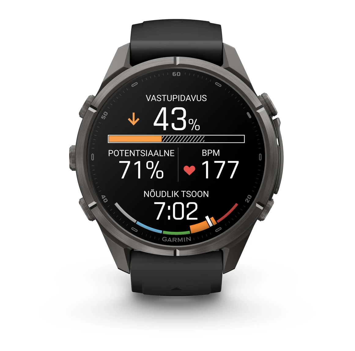 Garmin fenix 9 Pro inReach 43mm Carbon Gray DLC Titanium with Black Pebble Grey Silicone Band - Pilt 6