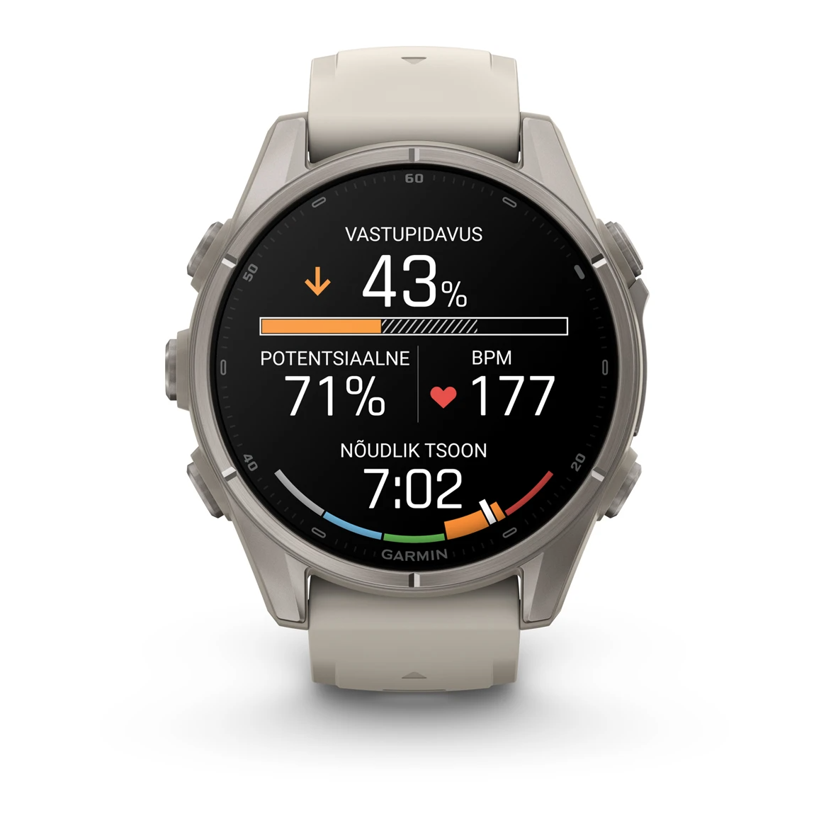 Garmin fenix 9 43mm Titanium with Fog Grey Silicone Band - Pilt 6
