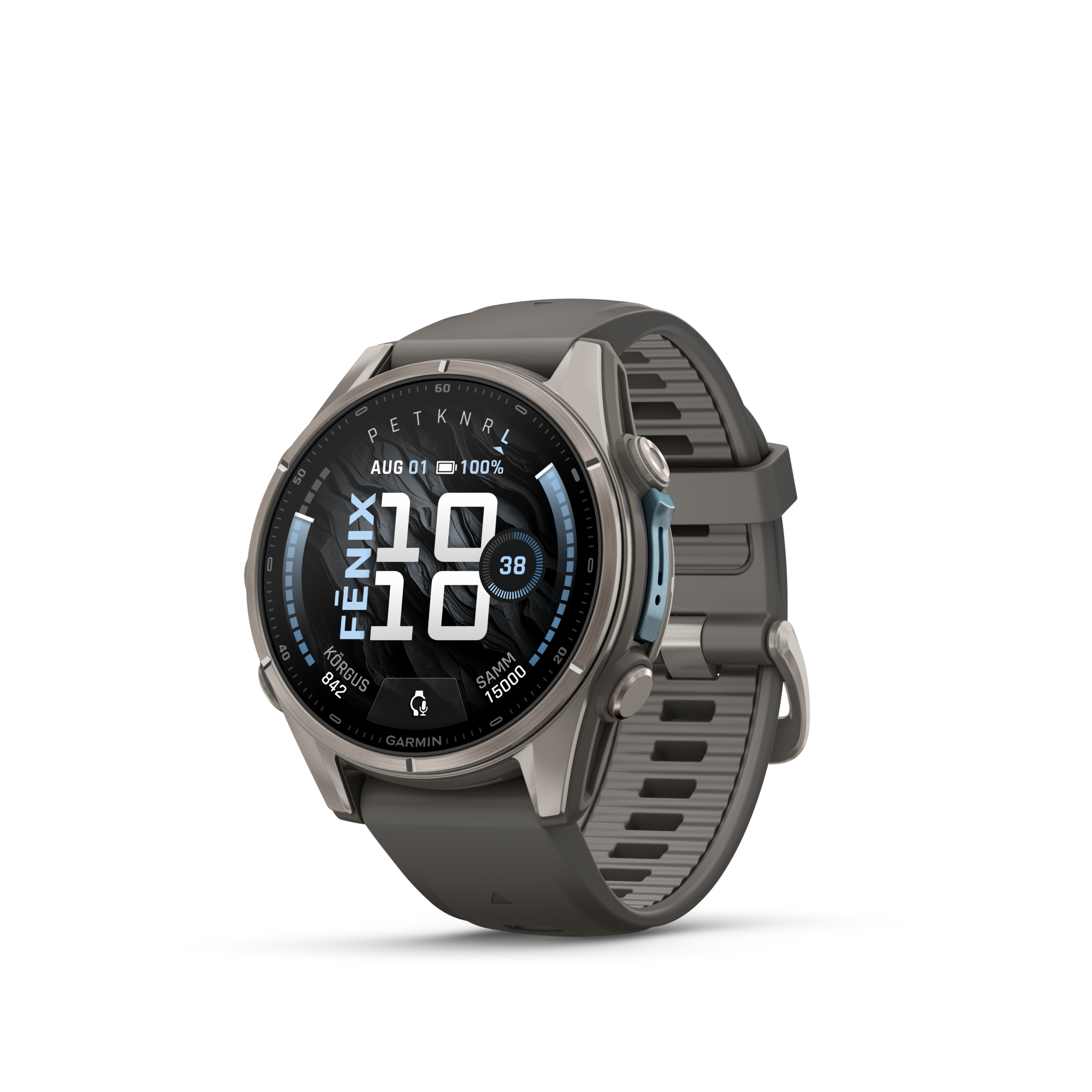 Garmin fenix 9 43mm Titanium with Pebble Grey Silicone Band