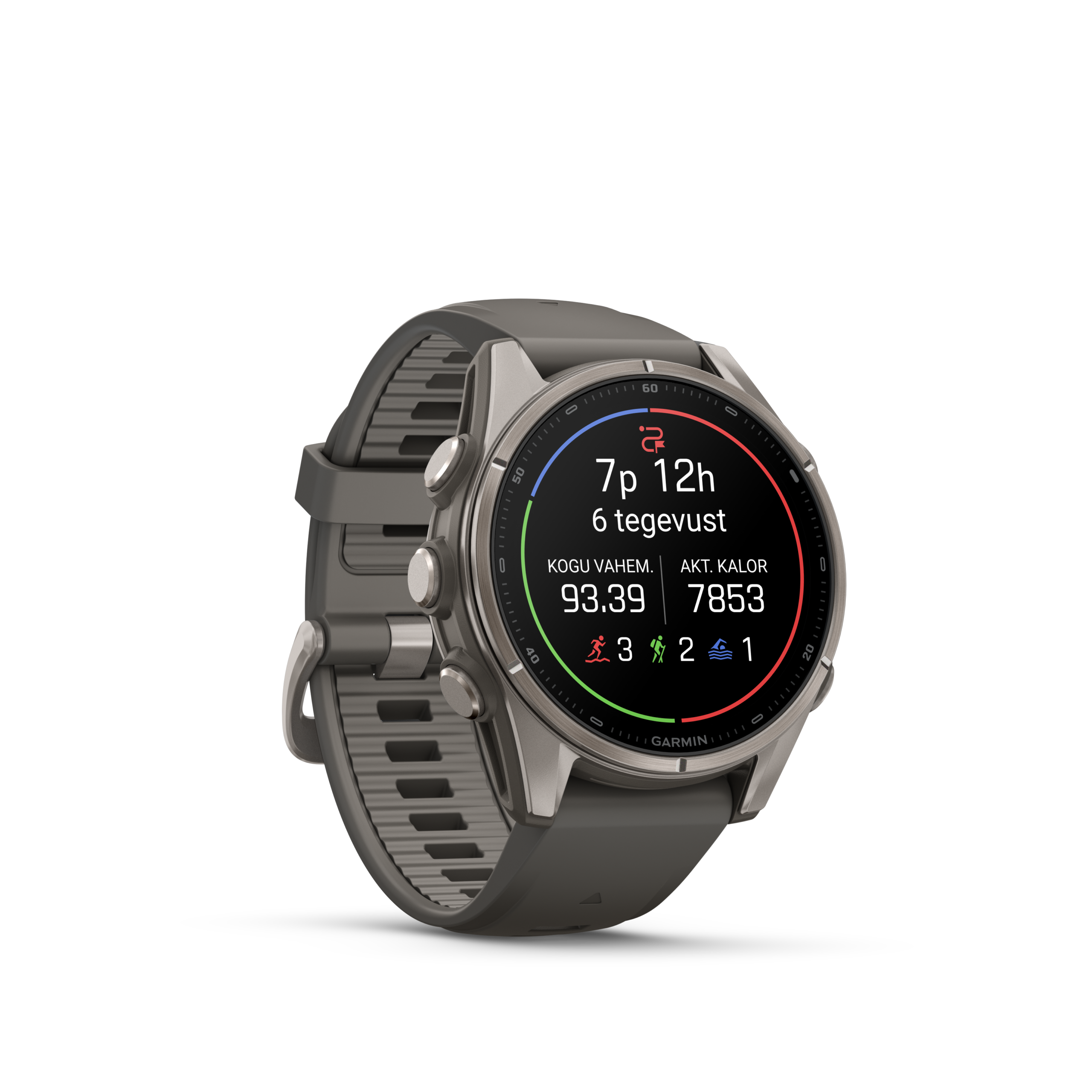 Garmin fenix 9 43mm Titanium with Pebble Grey Silicone Band - Pilt 2