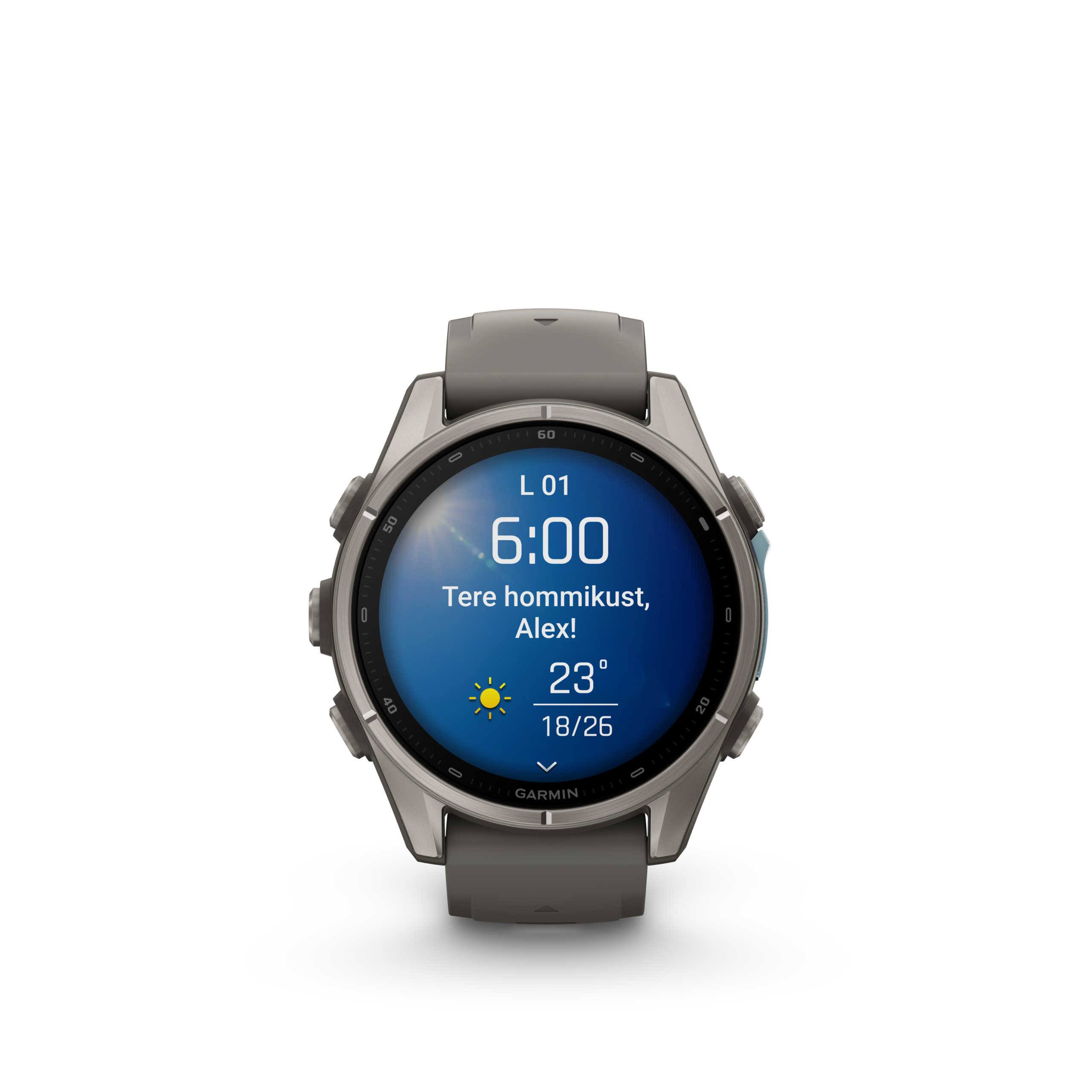 Garmin fenix 9 43mm Titanium with Pebble Grey Silicone Band - Pilt 8
