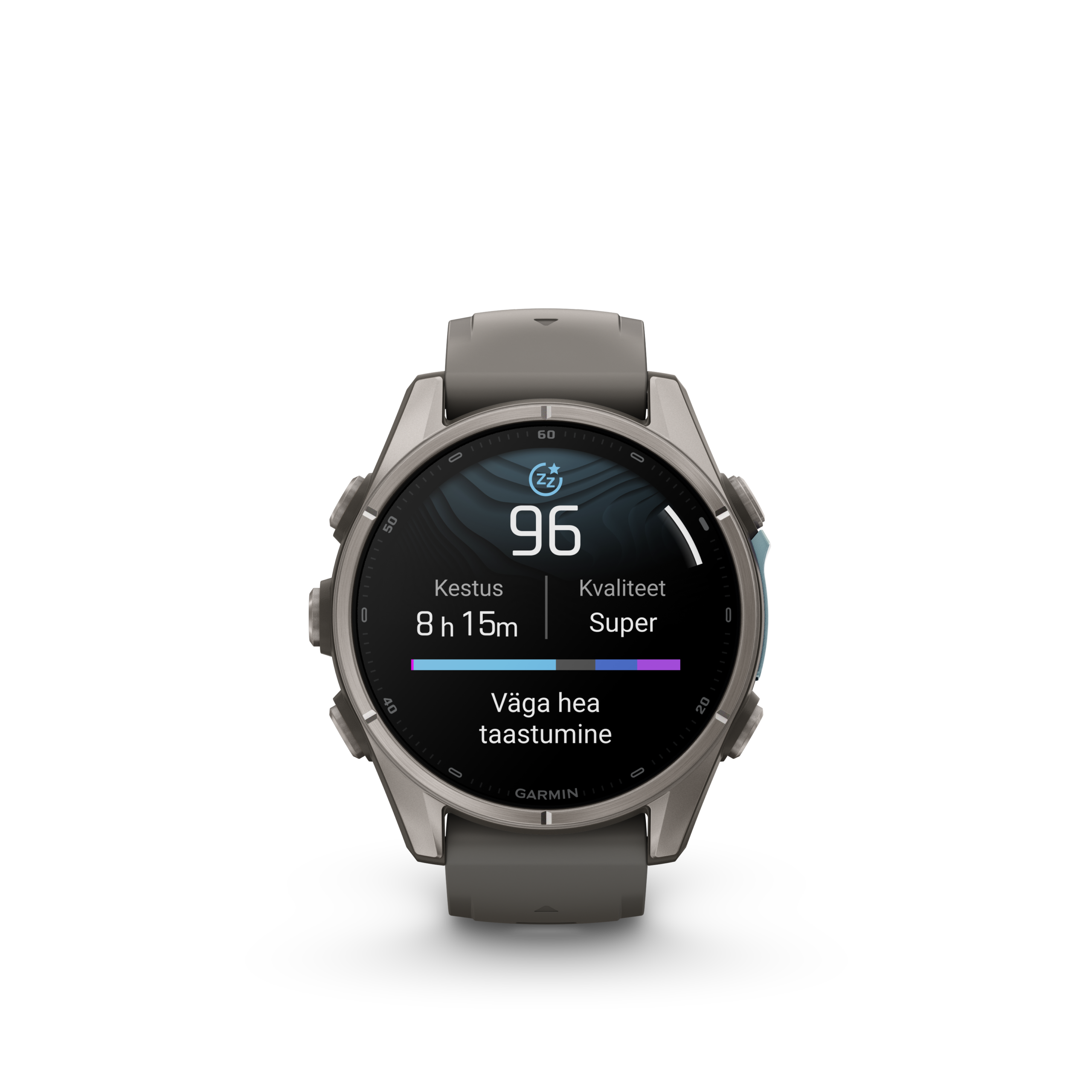 Garmin fenix 9 43mm Titanium with Pebble Grey Silicone Band - Pilt 6
