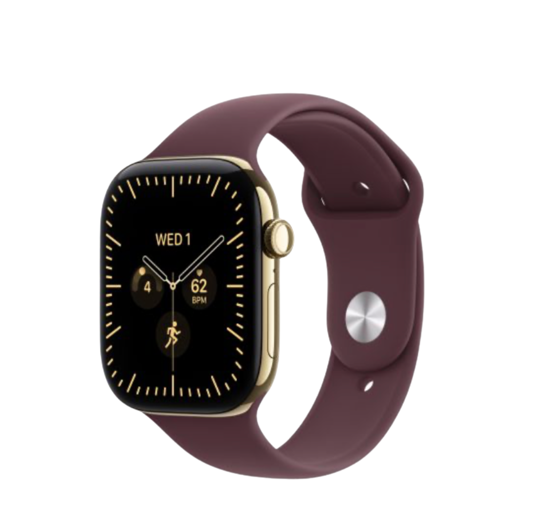 Apple Watch Series 12 GPS+Cellular 46mm Radiant Gold Titanium Case with Burgundy Sport Band M/L