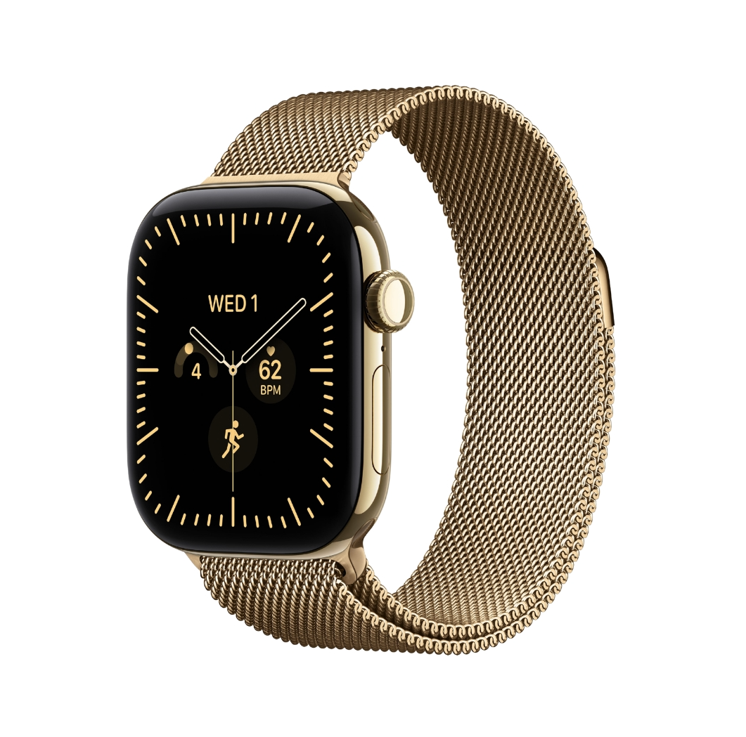 Apple Watch Series 12 GPS+Cellular 46mm Radiant Gold Titanium Case with Gold Milanese Loop M/L