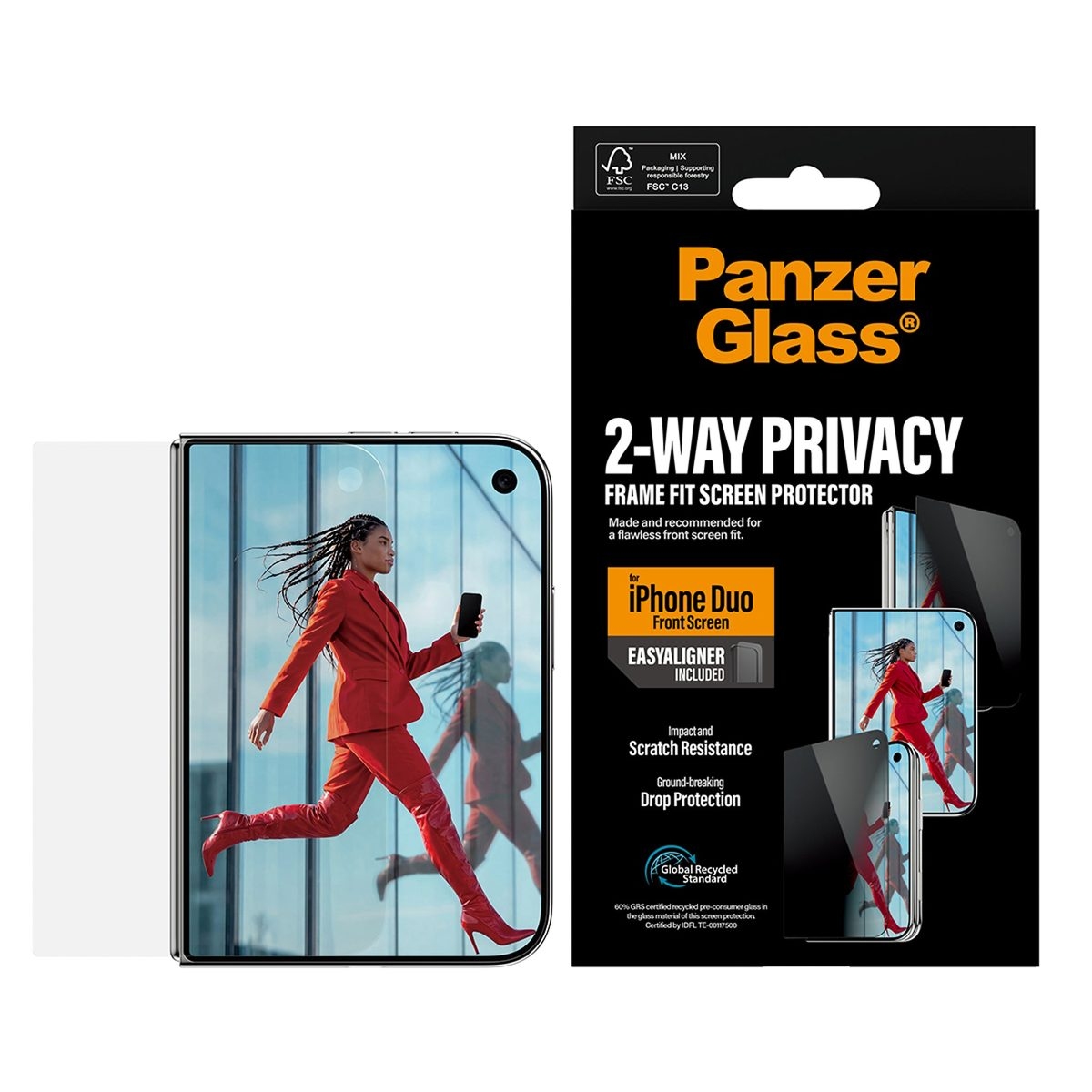 Kaitseklaas Välisekraanile Privaatsusfiltriga Apple iPhone Duo EasyAligner Paigaldusraamiga PanzerGlass - Pilt 4