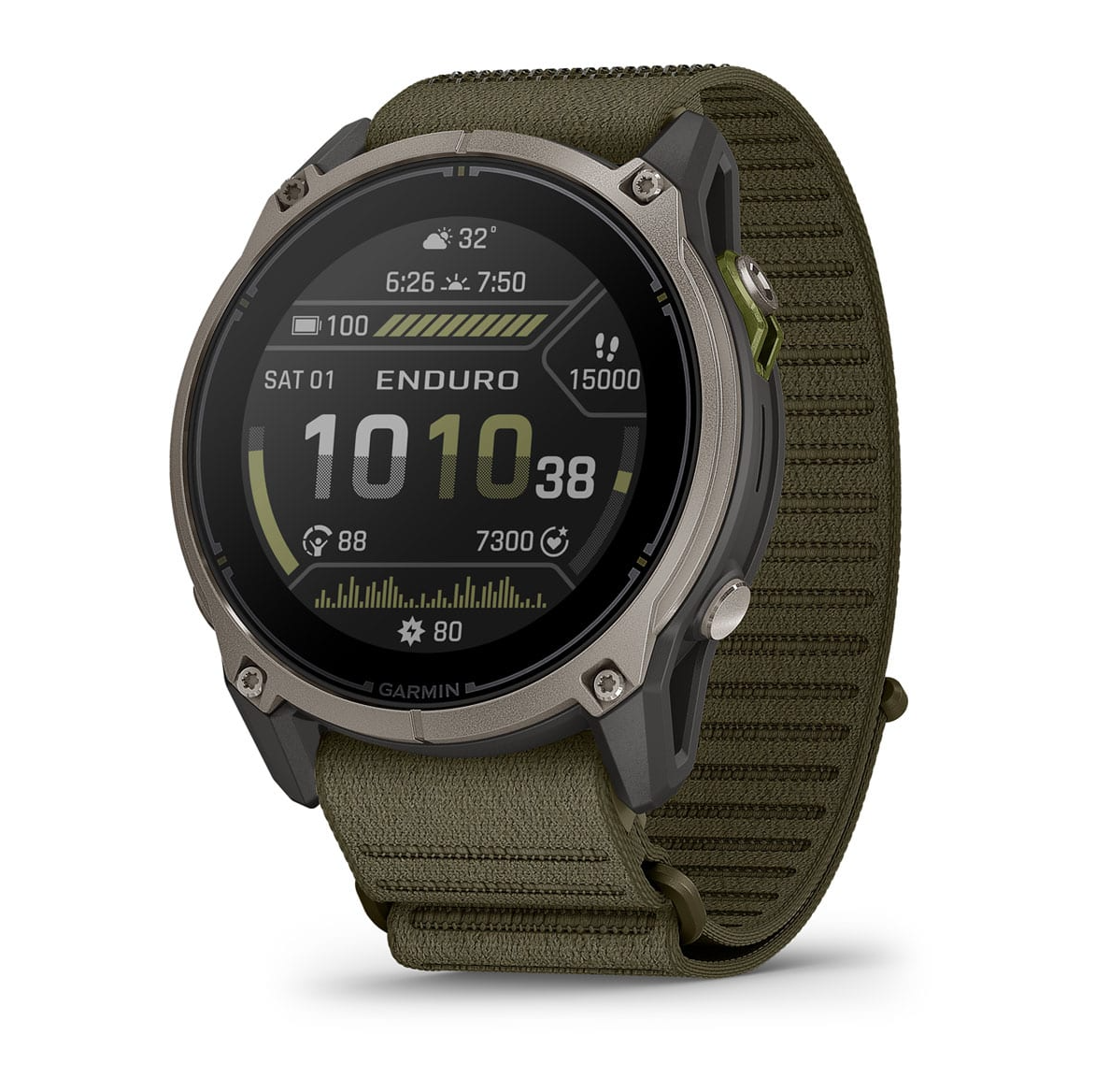 Garmin Enduro 4 Titanium Dark Olive ComfortFit Fabric Band